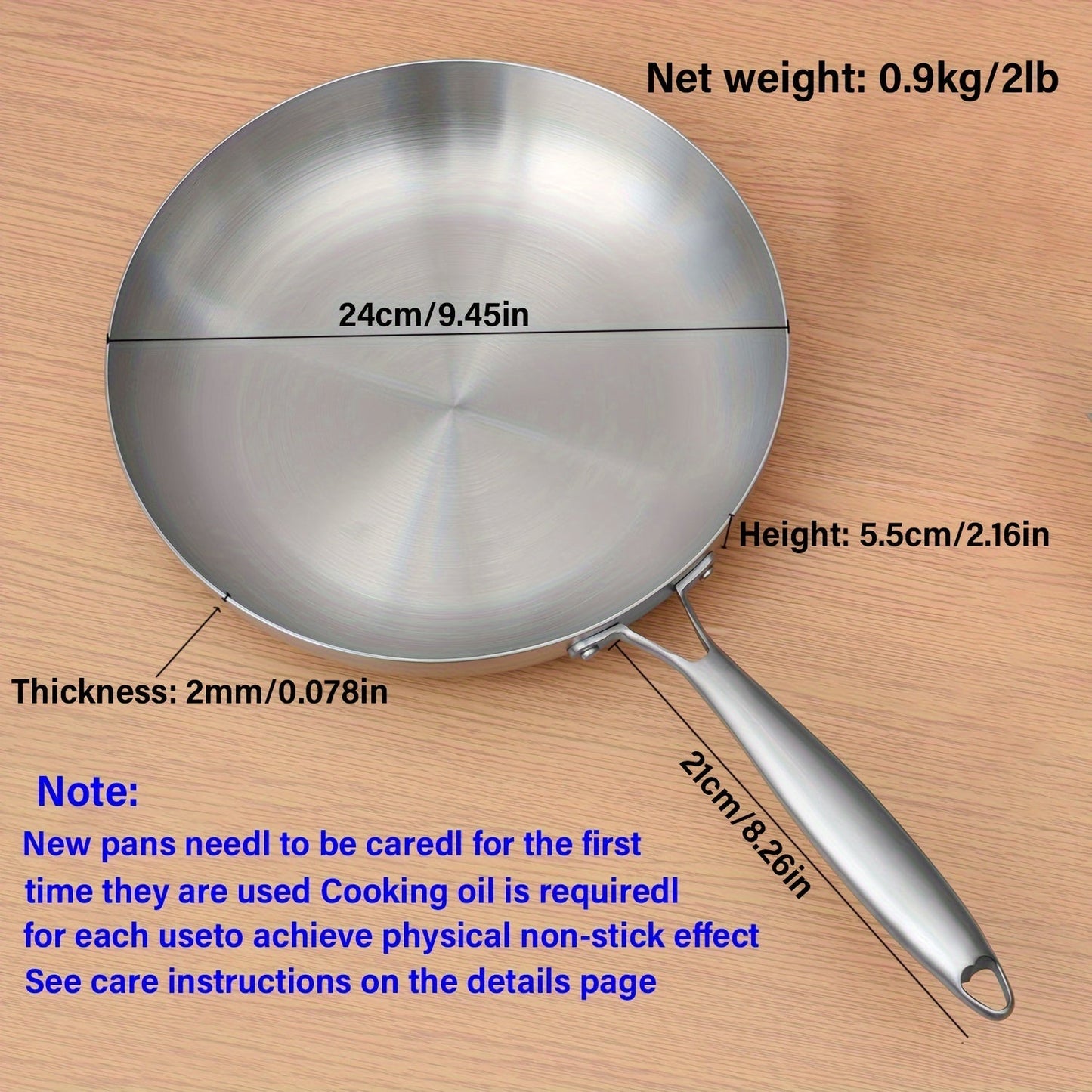 Stainless Steel Frying Pan - Professional Grade, Non-Stick Tri-Ply Cooking Skillet with Induction Compatibility and Dishwasher Safe Brushed Finish - Ideal for Grilling and Frying.