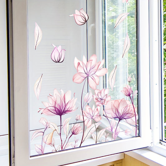 Stylish Lotus Flower Window Cling - Durable, Reusable PVC Decal for Balcony & Display Windows, Double-Sided Viewable Design