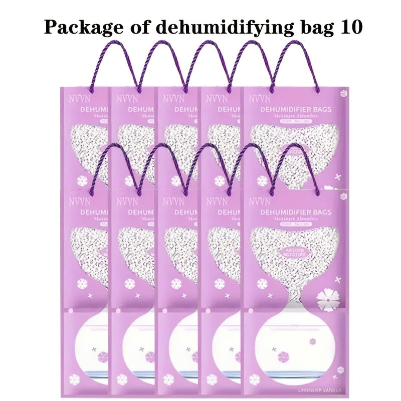 5-10 Lavender-scented dehumidifier bags ideal for wardrobe, hanging in wardrobe, home, bathroom. Perfect for Valentine's Day or Mother's Day gift.