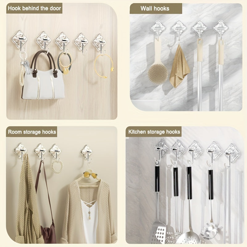 4pcs Multifunctional Adhesive Hooks - Non-slip and Traceless for Kitchen, Bathroom, Bedroom, Decor, Utility