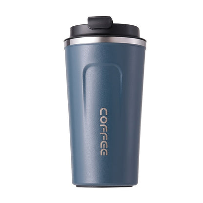 Insulated stainless steel travel mug keeps beverages hot or cold all day - 510ml/17.2oz capacity for coffee, tea, and soda.