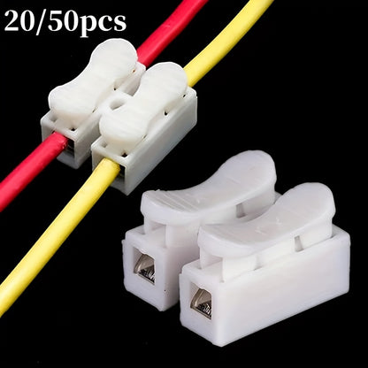 20/50 Quick Splice Wire Connectors - Easy, Safe & Insulated for Electrical Projects, White.