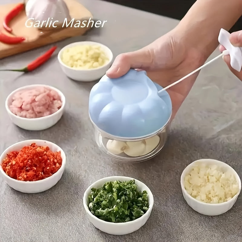 Hand-Cranked Manual Garlic Chopper: A Convenient Kitchen Gadget for Creating Garlic Paste and Chopped Garlic without the Need for Electricity