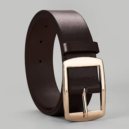 Men's simple and retro PU leather belt with smooth buckle for daily wear