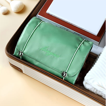 Large capacity cosmetic bag that is multifunctional and fashionable, with waterproof and washable features, including a mesh bag.