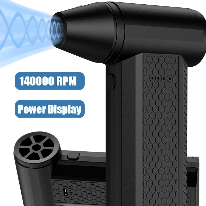 Portable Jet Blaster Fan with TurboPower Technology, Strong Air Nozzle, Rechargeable Lithium Battery, USB Charging, Key Control, Plastic Construction, Suitable for Car, Home Cleaning, Camping, Snow Removal, Dusting, and Outdoor Activities.