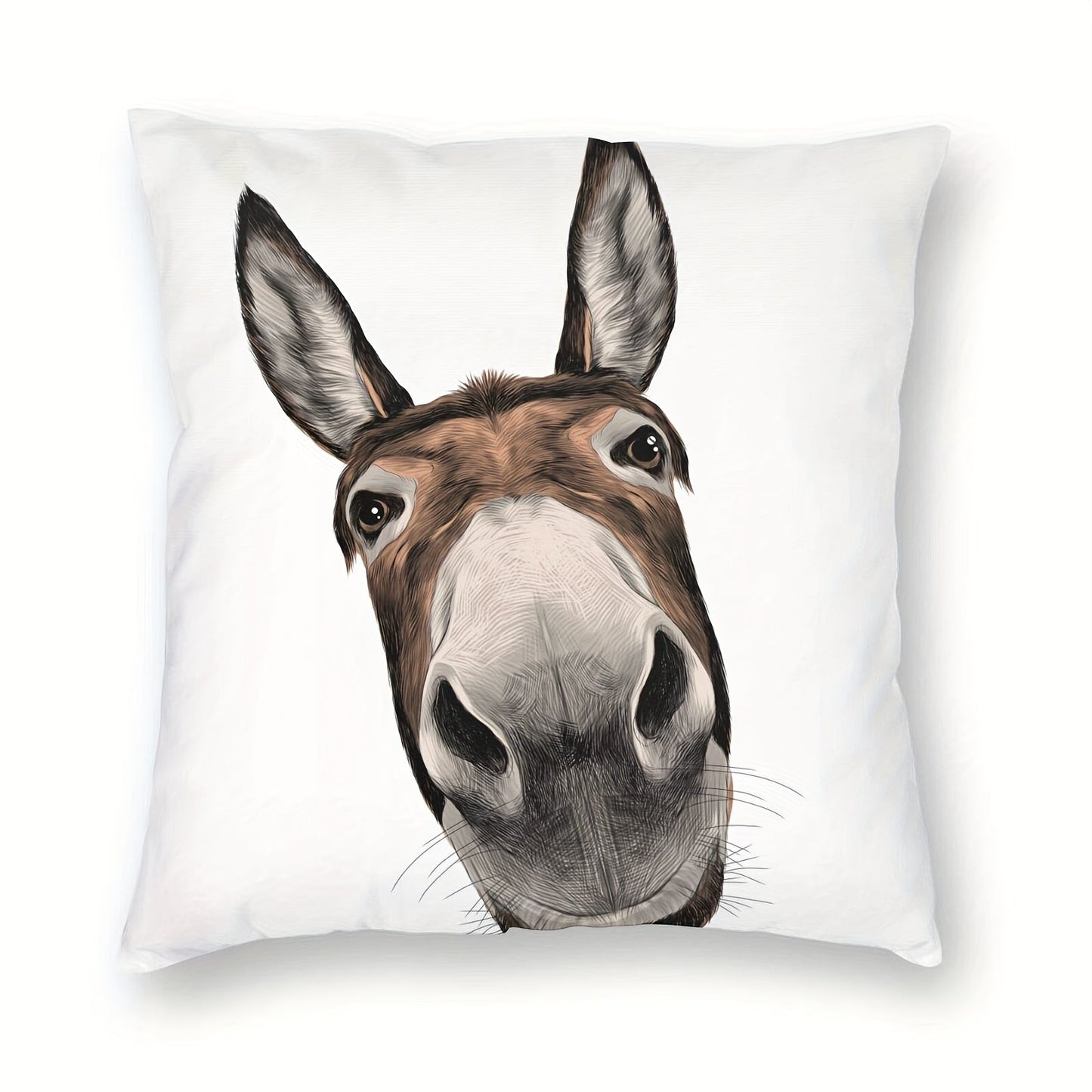 45.72x45.72 cm Charming Farmhouse Donkey Face Throw Pillow Cover - Square Decorative Cushion Case with Zipper for Sofa, Bed, Patio, and Car