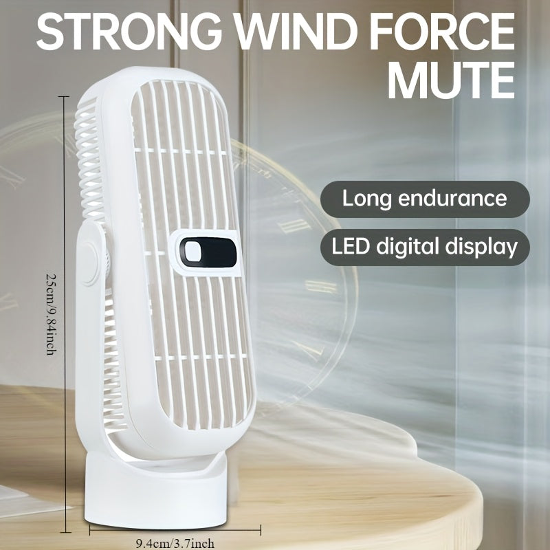 10W Quiet Desktop Personal Fan with Button Control, Portable USB Rechargeable Design, Made of Plastic, Features Built-in Lithium Battery, Ideal for Indoor and Outdoor Use, Comes with Cord Included