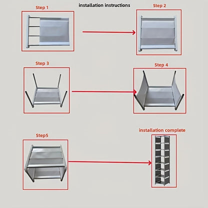 Tall narrow shoe rack designed for front door or closet entrance, made of durable metal with 7 shelves to store 4-7 pairs of shoes or boots. Stackable design saves space.