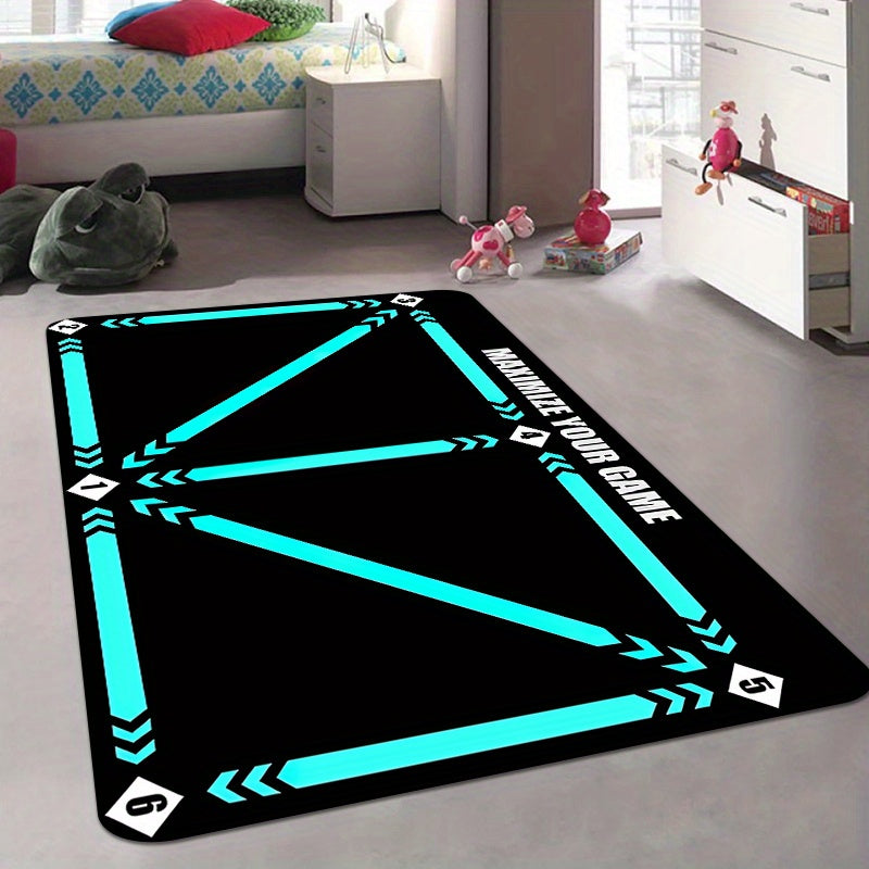 Experience fun design with our 1pc Soccer Training Mat - a non-slip, soft polyester area rug perfect for indoor use. This machine washable, durable carpet is ideal for living room and bedroom decor, as well as a multipurpose breathable mat for skill