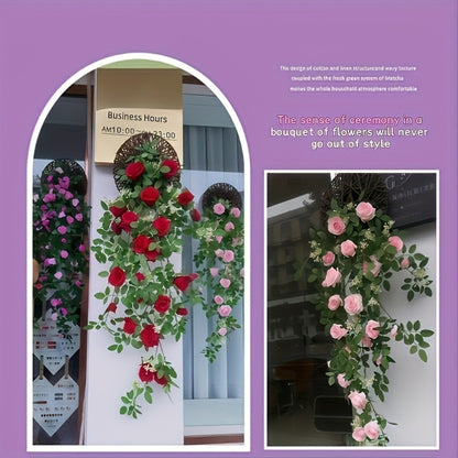 Two large rose vines, each measuring 219.96 cm in length, with 36 blooms. Ideal for home decor in spring and summer, as well as for events like festivals, parties, Valentine's Day