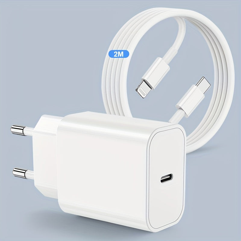 Ansty 10W USB-C Быстрая Зарядка для iPhone, iPad, Android - Европейская Стандартная Вилка, Белый, Готов к Путешествию.