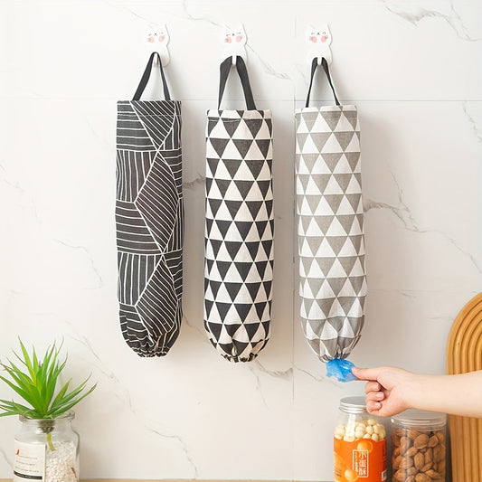 Versatile Hanging Storage Bag with Geometric Pattern for Simple Kitchen Wall Mounting