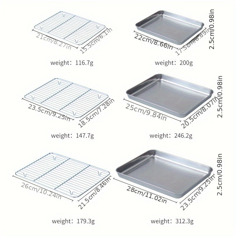 Stainless Steel Baking Sheet Set with Cooling Rack - Ideal for Grilling Meat and Chicken - Available in 3 Sizes