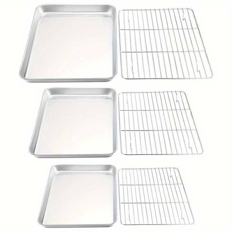 Stainless Steel Baking Sheet Set with Cooling Rack - Ideal for Grilling Meat and Chicken - Available in 3 Sizes