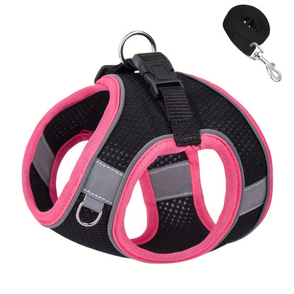 Breathable dog harness for dogs with reflective features, no pull design, and includes leash.