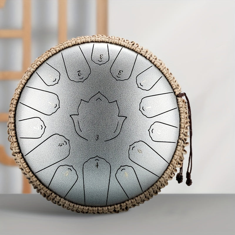 Glucophone Steel Tongue Drum - 33.02 cm, 15 Notes, Key Of C - Handcrafted Drum for Meditation, Yoga, Relaxation - Eid Al-Adha Mubarak