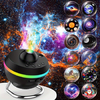 Galaxy Meteor Projector Night Light with Timer for Bedroom & Home Theater, USB Powered, HD Nebula Lamp, Adjustable Brightness, Space-Themed Visual Effects, Celestial Room Ambiance, Sleek