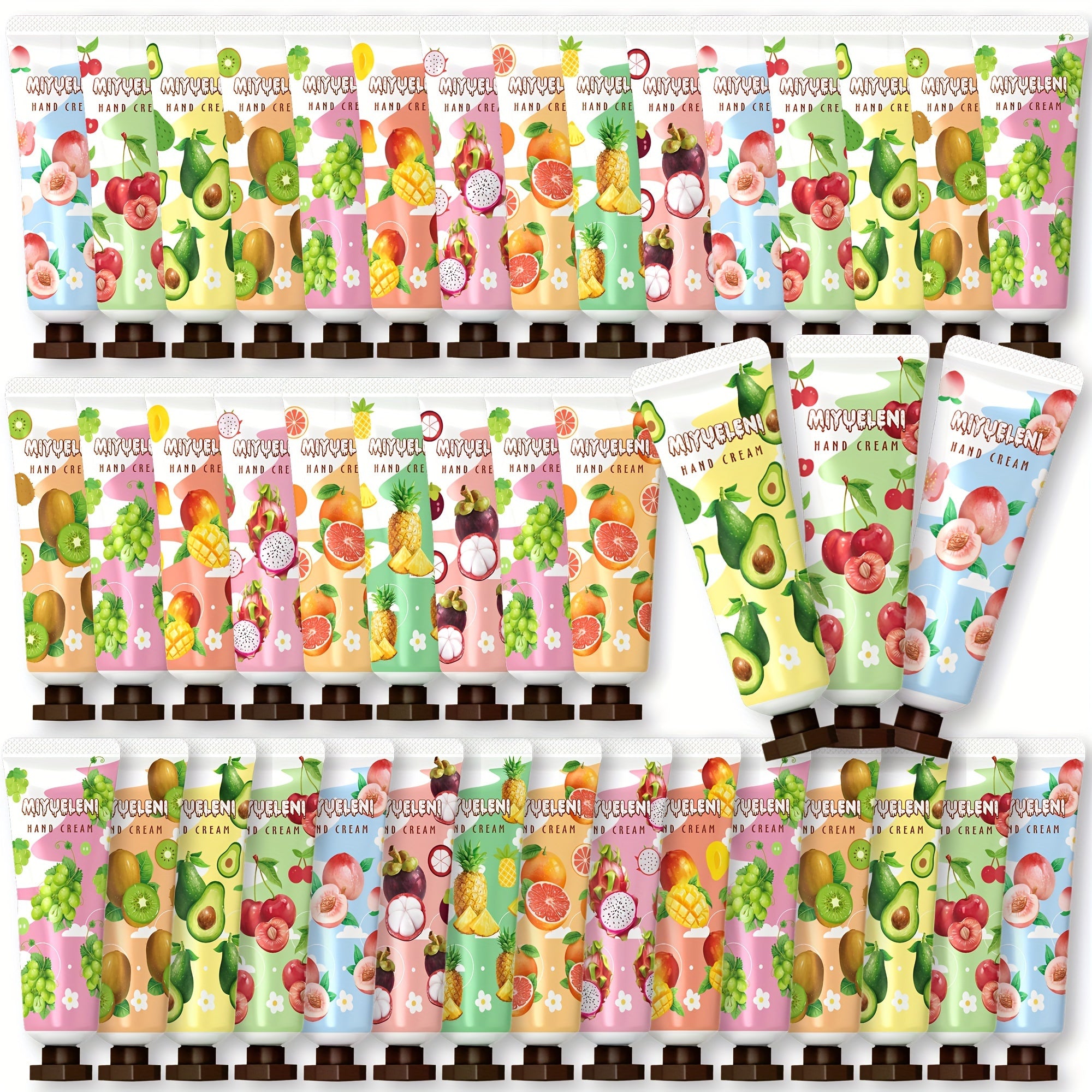 42pcs Plant Fruits Hand Cream Gift Set for Dry Cracked Skin, Moisturizes and nourishes hands, Travel size for fall and winter care, Non-greasy formula.