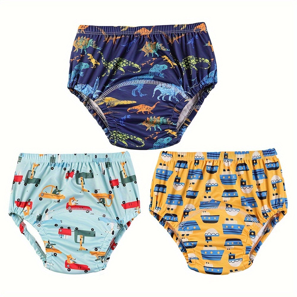 Set of 3 Adorable Patterned Potty Training Pants, Reusable Learning Diaper Shorts