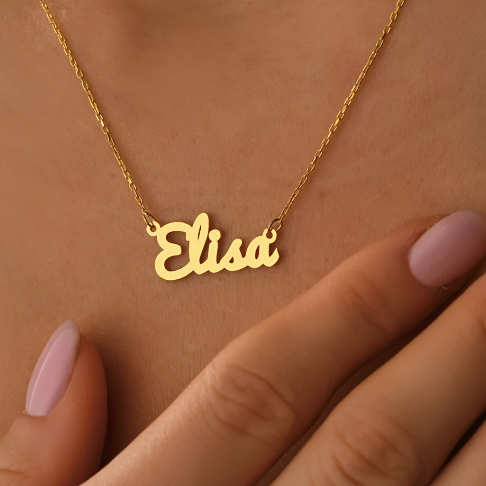 Personalized Stainless Steel Pendant Necklace - Custom "Elsa" Name Design, Elegant and Versatile Gift for Mom, Great for Birthdays & Christmas, Suitable for Daily Wear or Special Occasions, Simple yet Stylish Fashion Statement