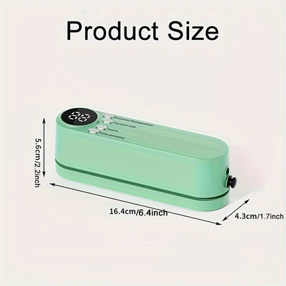 The Multi-Functional Vacuum Sealer Machine is a convenient and versatile kitchen gadget. This vacuum sealer machine features a pneumatic needle for easy operation, made with durable ABS material. It is USB rechargeable with a built-in 1200mAh lithium