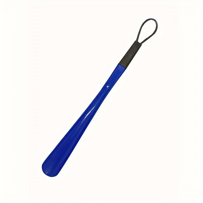 Extra long flexible plastic shoe horn with easy-grip spoon design, durable and lightweight. Available in red or black.