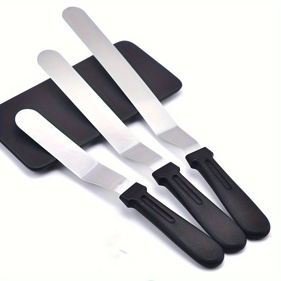 Get a set of 3 high-quality stainless steel cake scrapers, including straight and curved cream scrapers. These professional baking pastry tools are perfect for cake decorating and come in a convenient pack of 3. Add these stainless steel cake scrapers to