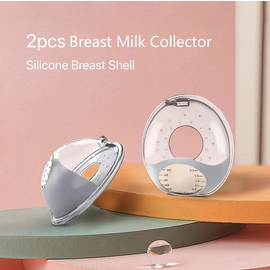 Silicone Breast Milk Collector Set with Stand & Scale - Includes Soft Breast Shell, Reusable Nursing Pad Cup, Portable Milk Saver for Breastfeeding - Perfect for Protecting Sore Nipples - 2oz/60ml Capacity