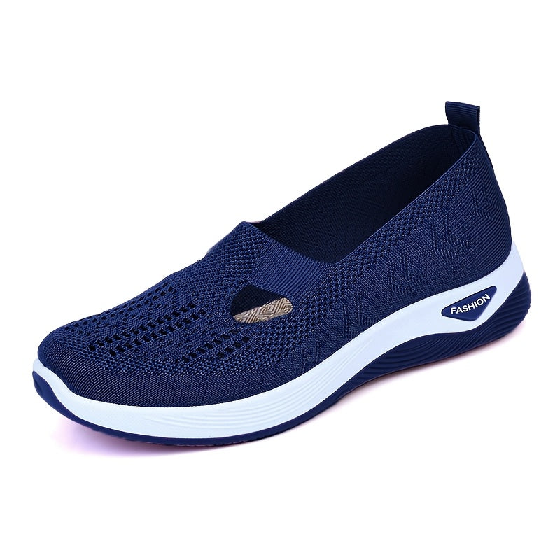 Breathable mesh slip-on sneakers for women with a comfortable PVC sole and loose fit.