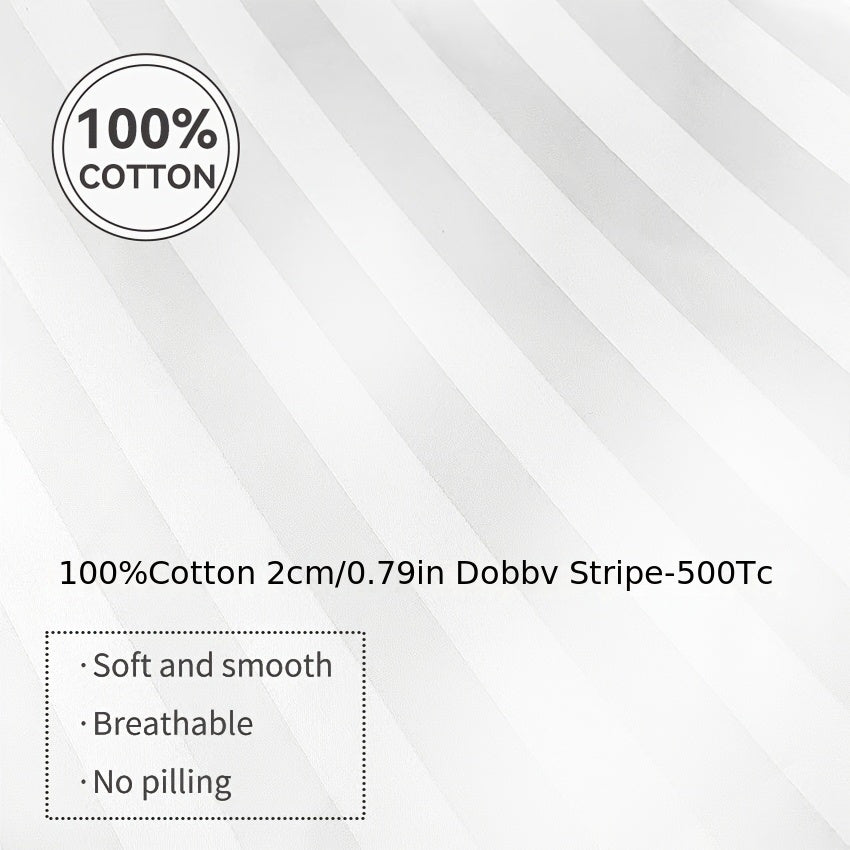 Luxurious 500 Thread Count Egyptian Fitted Sheet with Striped Pattern for King & Queen sizes.