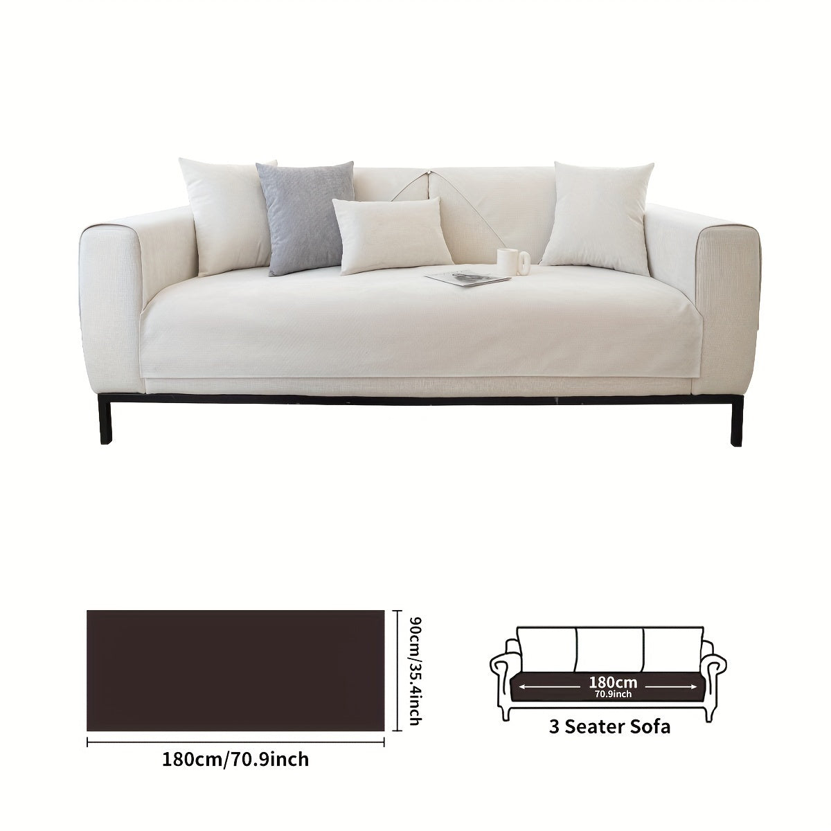 Waterproof sofa cover with non-slip design and pet-friendly material, suitable for all seasons and living room decor.