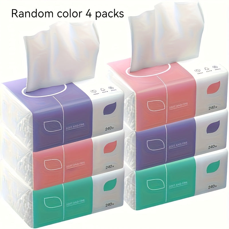 2/4/6 packs of high-quality 4-ply facial tissue with 6 sheets per pack. Each sheet has 240 sheets and is recyclable. Suitable for face, toilet, and napkin use. Durable and absorbent