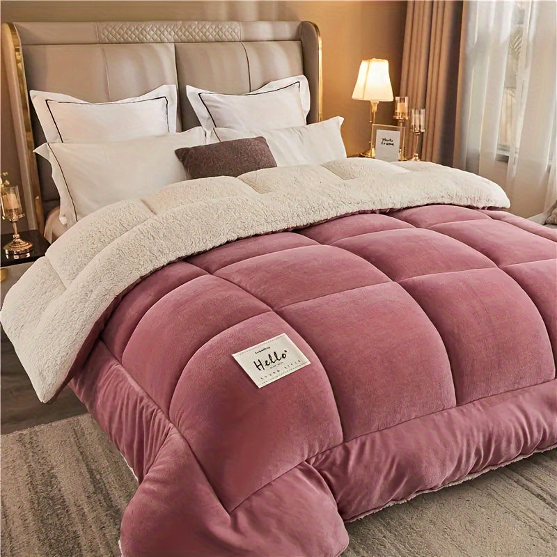 Contemporary Reversible Plaid Comforter - All-Season Quilted Duvet Insert with Box Stitch, Made of Ultra Soft Milk Velvet Fabric and Medium Weight Polyester Fill. This Multipurpose Comforter is Machine Washable and Comes in 9 Sizes. Perfect for a