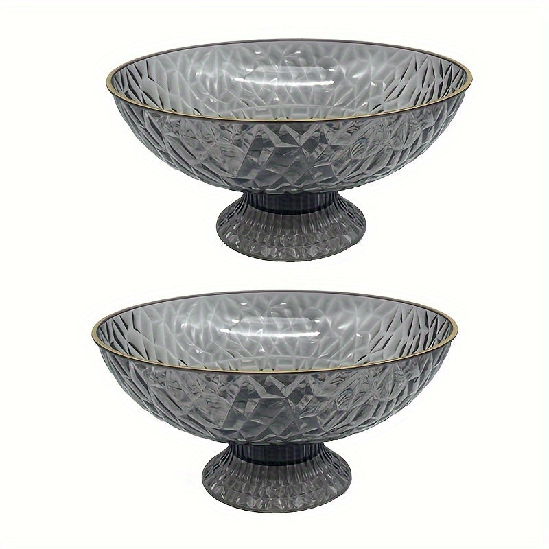 1 or 2 high-quality plastic fruit baskets with drainage holes, perfect for storing fruits and vegetables on countertops. Can also be used as a decorative bowl for dried fruits and candies.