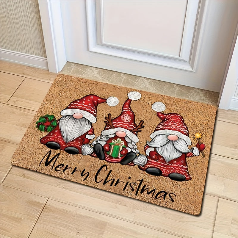 This Christmas Gnome Door Decoration Mat is perfect for keeping your home clean and festive. Made of durable polyester, it is dirt resistant and easy to clean. The mat is 1 centimeter thick and weighs 800 grams per square gram, making it ideal for both