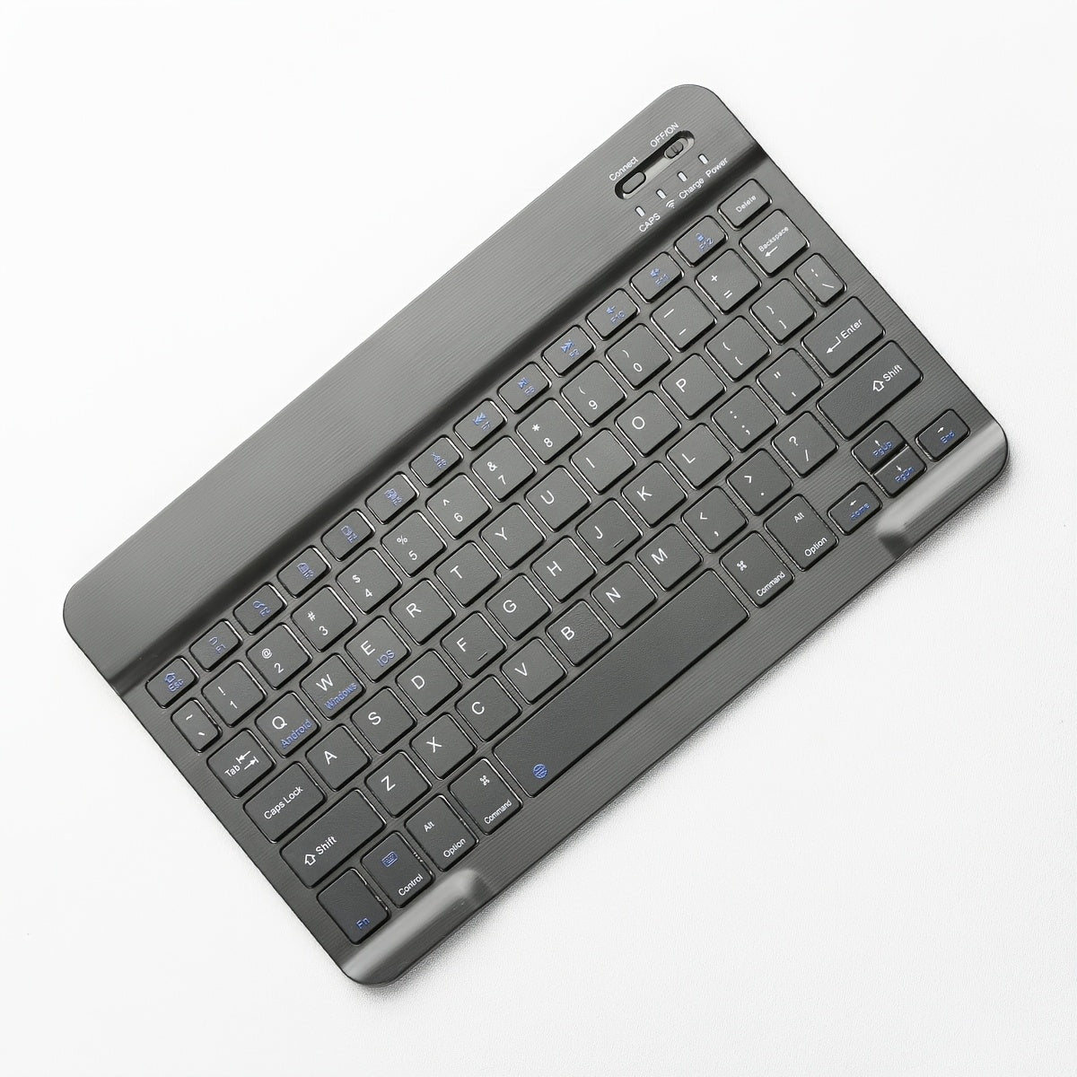 Compatible with a variety of devices, this rechargeable ultra-thin wireless keyboard is portable and measures 25.4 cm in length.