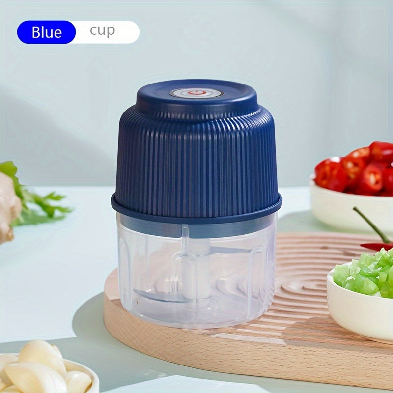 Portable Electric Garlic Chopper with 260ml Glass Container, USB Rechargeable Lithium Battery, Ideal for Outdoor Travel & BBQ, Includes Various Accessories