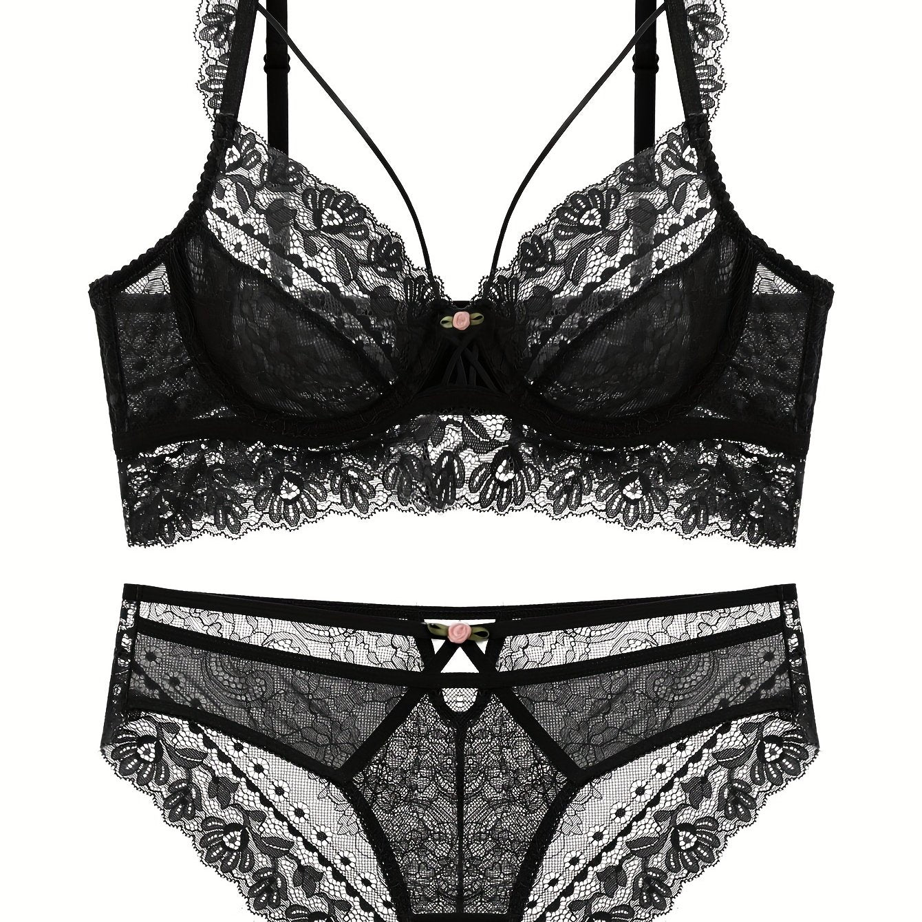 Elegant Floral Lace Lingerie Set for Women