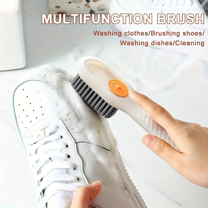 Popular Choice: Ergonomic shoe brush with long handle, built-in soap dispenser, and soft bristles - perfect for cleaning shoes, boots, and jewelry.