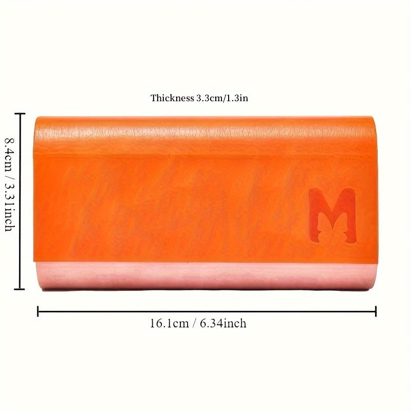 Stylish double-layer glasses case made from durable faux leather. This portable and fashionable case can hold 2 pairs of glasses and comes in scratch-resistant blue or orange.