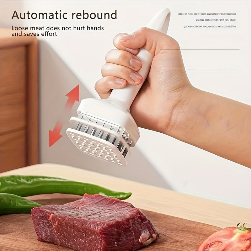 Durable Stainless Steel Meat Tenderizer with 24 Needle Blades - Heavy-Duty Kitchen Tool for Tenderizing Beef, Turkey, Steak, Pork - Essential Cooking Hammer