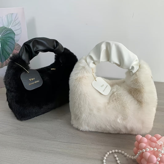 High-end plush handbag for girls, perfect for autumn and winter. Wooly bag with versatile crossbody style.