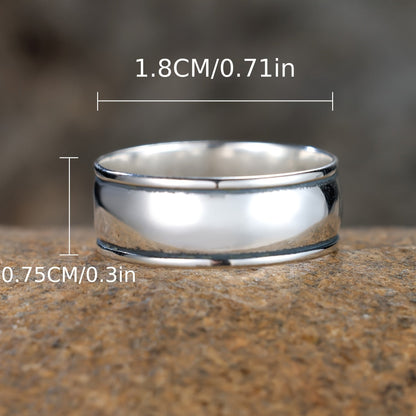 This trendy wide band ring is made of 925 sterling silver and features a polished surface in a trendy wheel shape. It is suitable for both men and women and can easily match your daily outfits. Weighing 3.9 grams, this stylish ring is a versatile