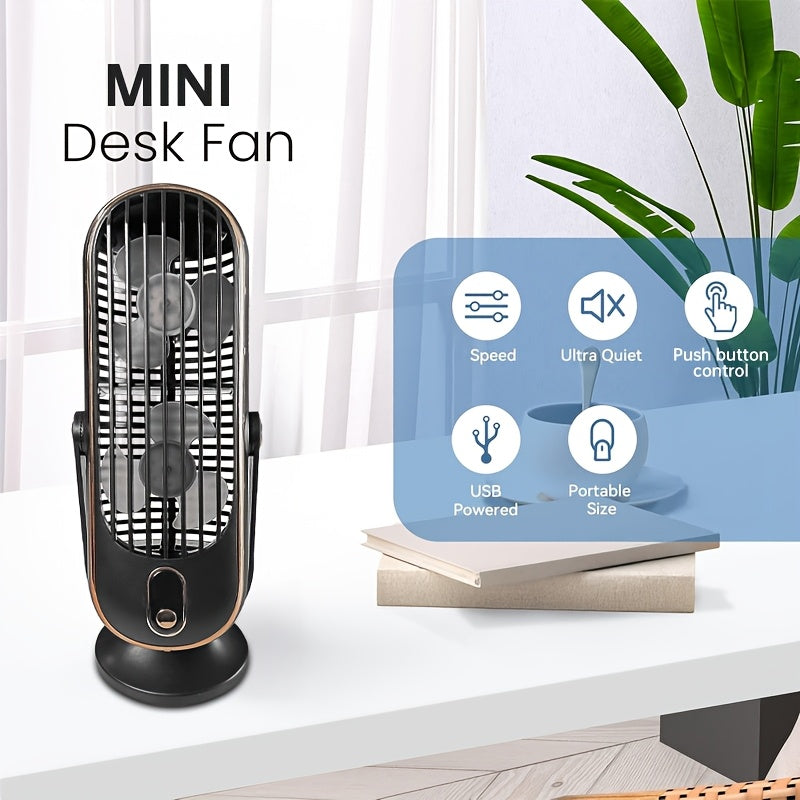 Introducing the new 5-speed portable desktop fan! This fan is perfect for home and office use, with USB charging for convenience. Keep your bedroom or office desk cool and comfortable with this quiet mini fan. The LED display and strong wind cooling make