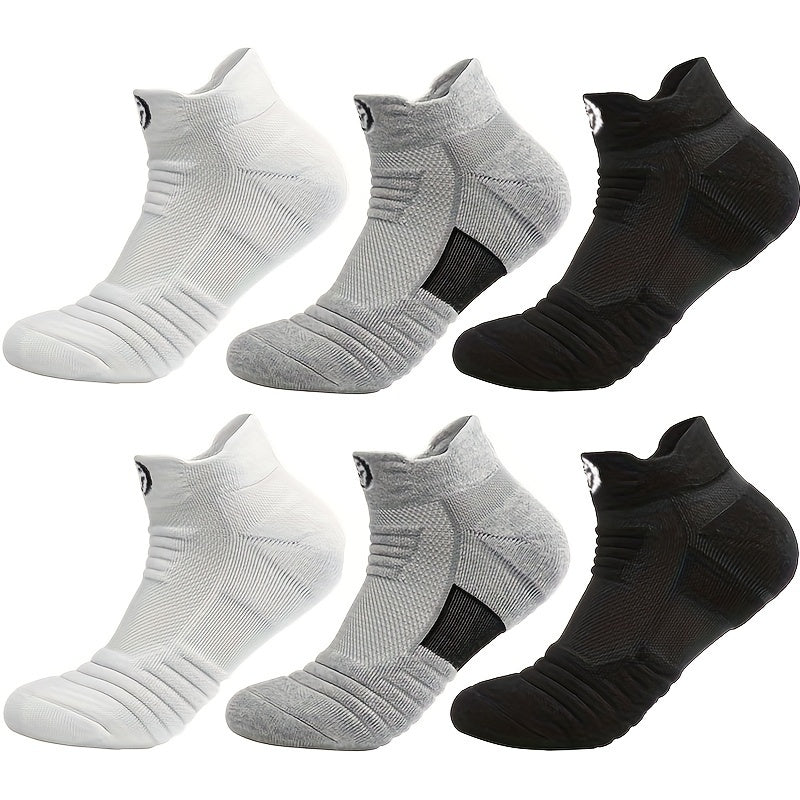 Soft, breathable athletic socks for men. Geometric pattern, 90% polyester 10% spandex. Hand wash only.