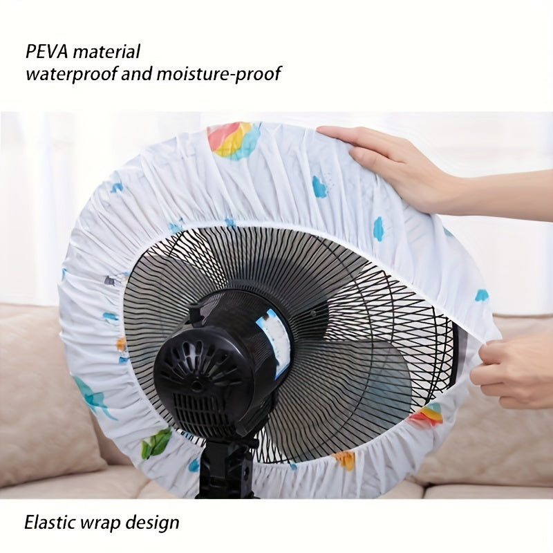 Elastic PEVA Vinyl Fan Dust Cover - Waterproof Rustic Floral Design, Suitable for Wall-Mounted & Floor Fans, Easy to Clean, Protects from Moisture and Rust