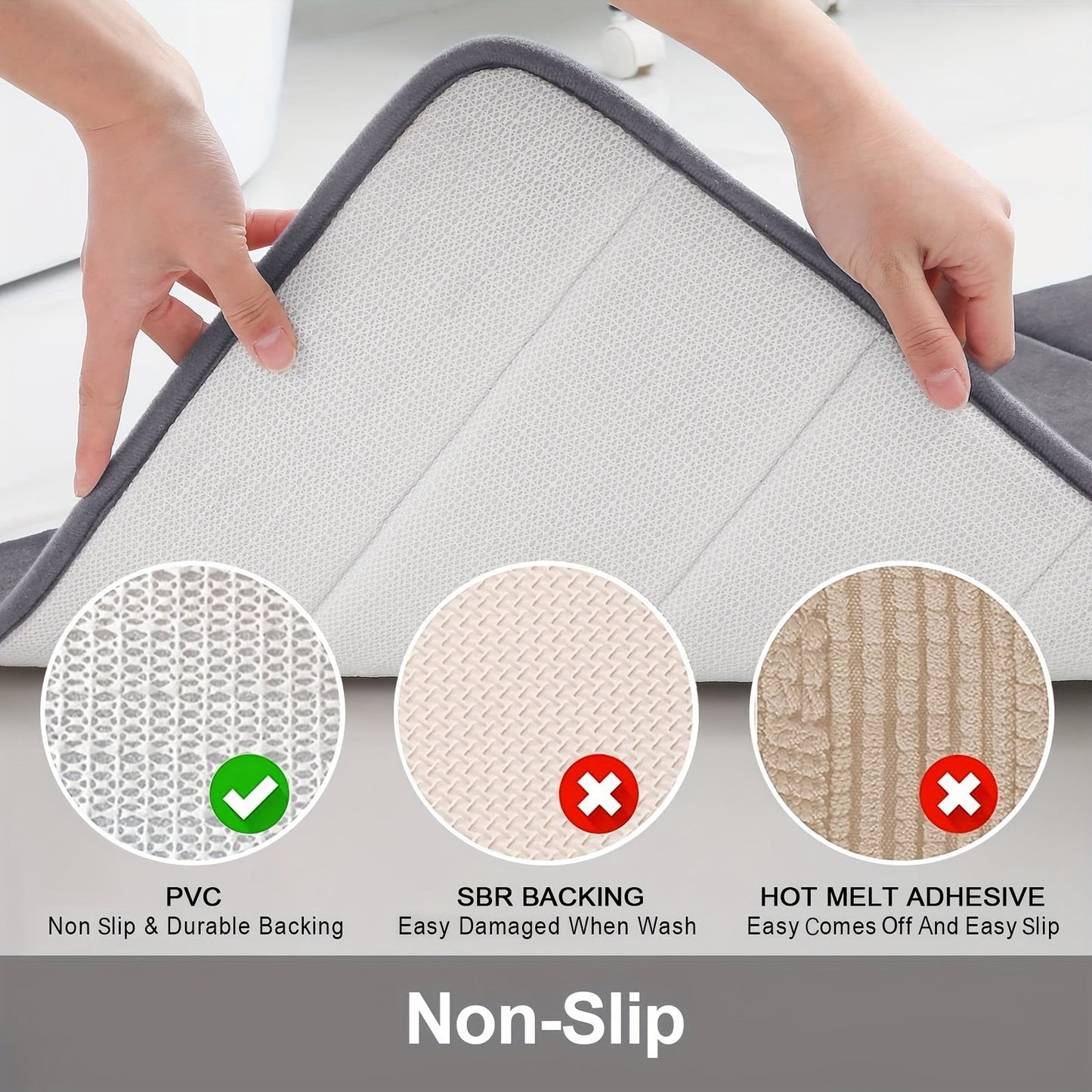 1 piece of Memory Foam Bath Mat designed for the bathroom, featuring a non-slip surface and thickened soft material that quickly absorbs water and dries fast. This machine-washable mat can also be used as a shower mat, living room or bedroom entrance