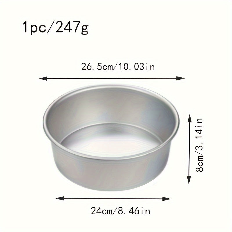 One set includes three round cake baking molds with diameters of 10.16cm, 15.24cm, and 20.32cm. These molds have fixed bottoms and can be used for baking chiffon cakes, jelly puddings, mousses, and more. Perfect for home kitchens, bakeries, and parties