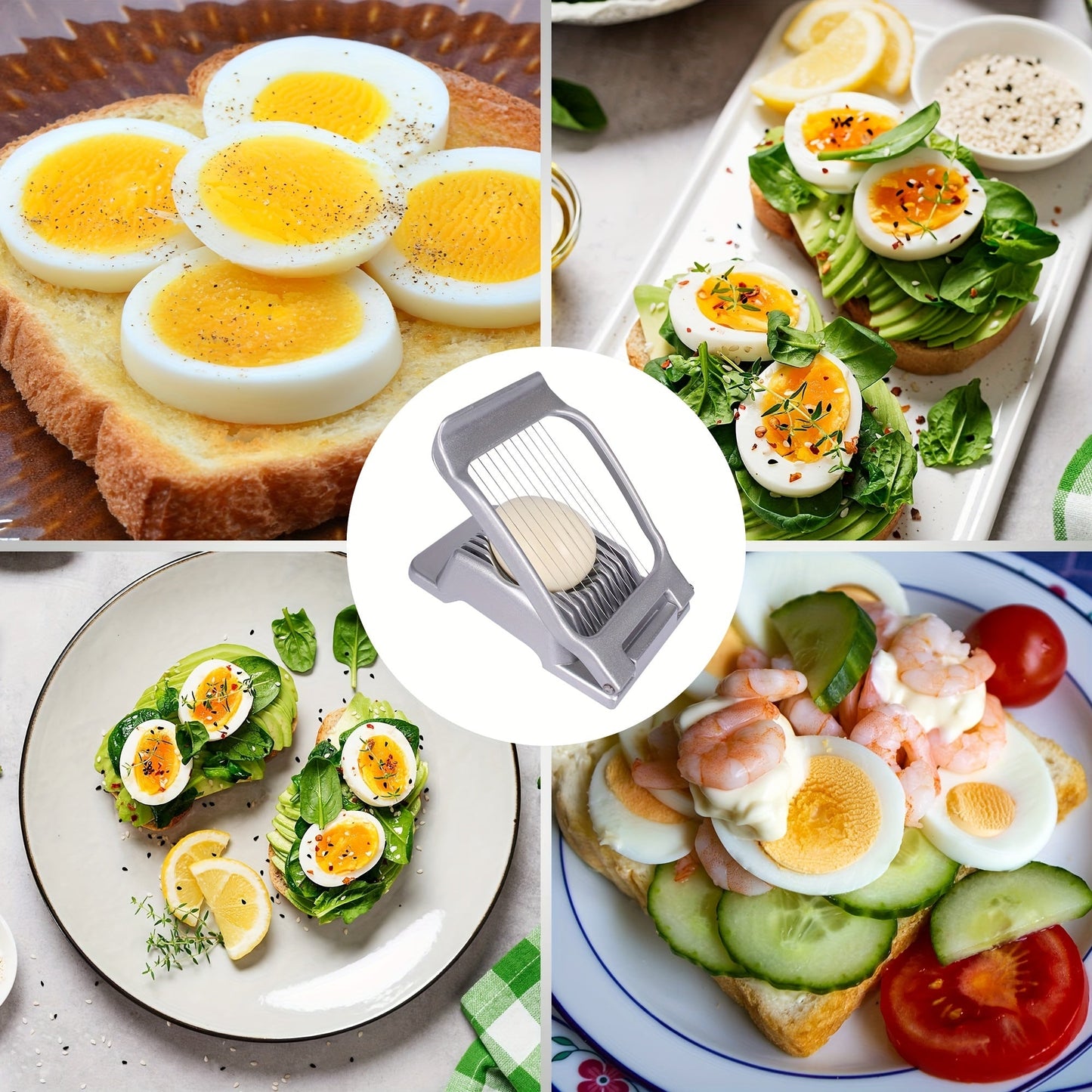 Durable Stainless Steel Egg Slicer for Hard-Boiled Eggs, Heavy-Duty Aluminium Egg Cutter, Safe for Dishwasher, Suitable for Eggs, Strawberries, Soft Fruits, and Mushrooms